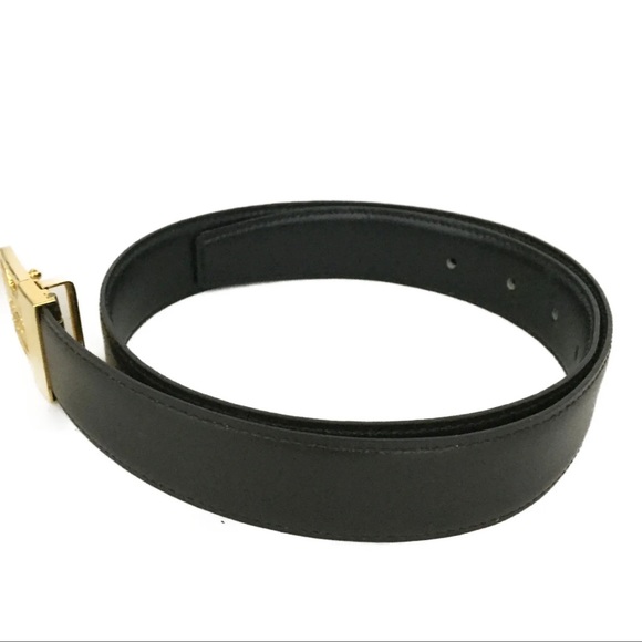 AUTH CELINE Horse Carriage Gold Black Leather 68cm Womens Belt - Picture 2 of 7